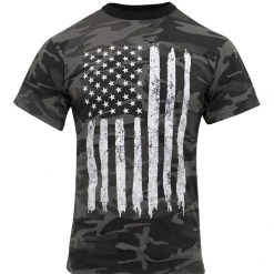 Rothco Camo US Flag T-Shirt - Black Camo