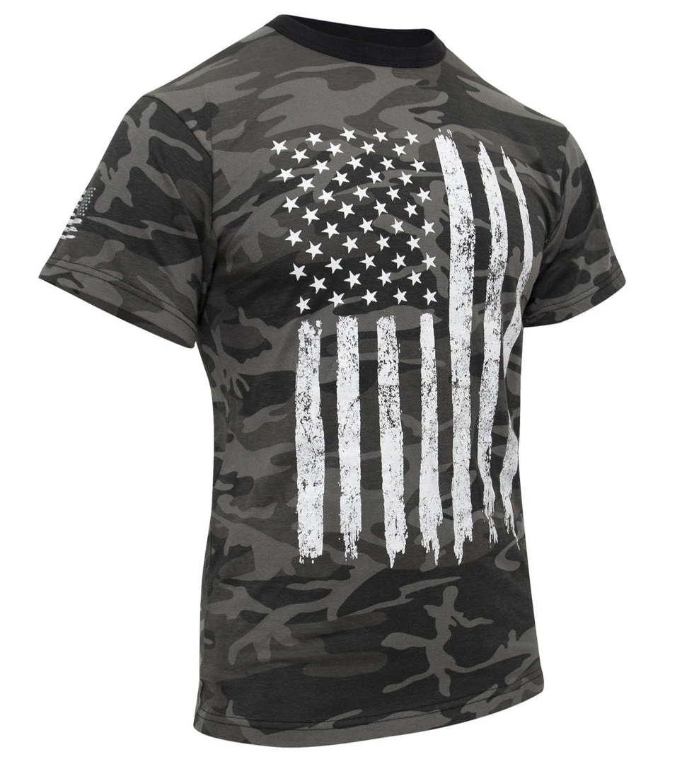Rothco Camo US Flag T-Shirt - Black Camo