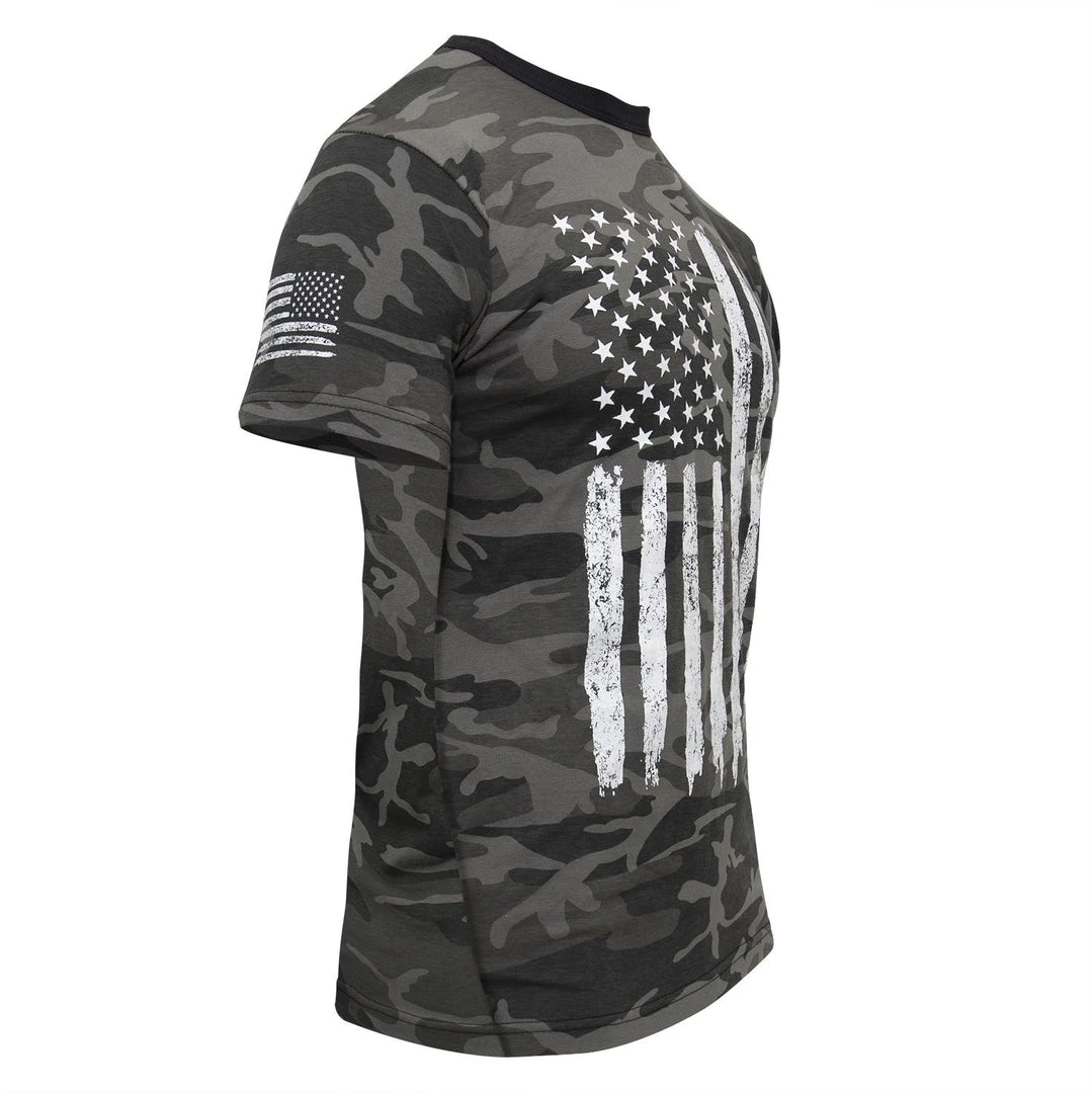 Rothco Camo US Flag T-Shirt - Black Camo