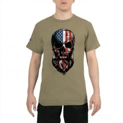 Rothco US Flag Bearded Skull T-Shirt Graphic Printed T-Shirts