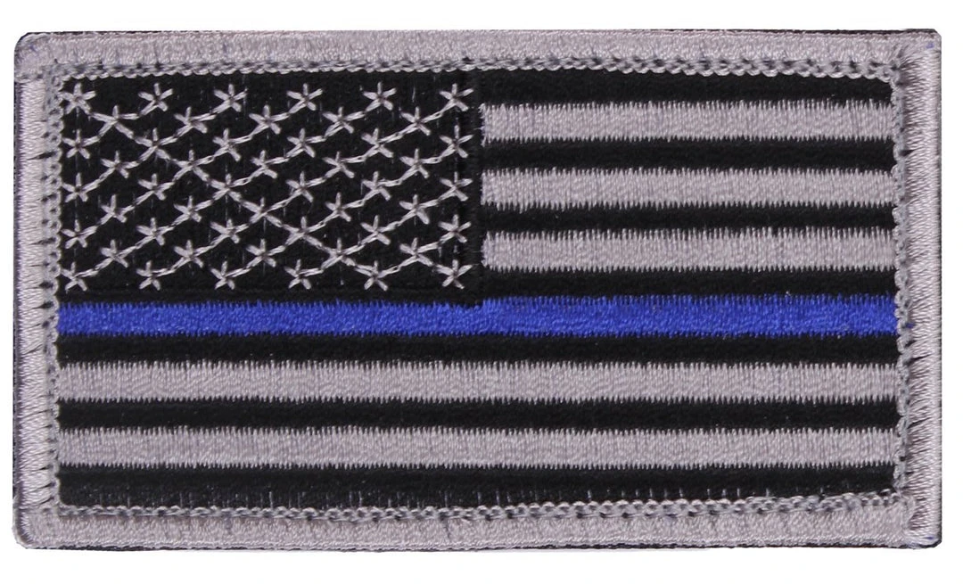 Rothco Thin Blue Line Police U.S. Flag Patch - Hook Back