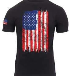 Graphic Printed T-Shirts Rothco Distressed US Flag Athletic Fit T-Shirt
