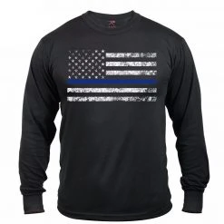 Graphic Printed T-Shirts Rothco Long Sleeve Thin Blue Line T-Shirt