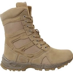 Military Boots Rothco Forced Entry Desert Tan 8" Deployment Boots With Side Zipper