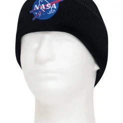 Rothco Deluxe NASA Meatball Logo Embroidered Watch Cap - Black Beanies