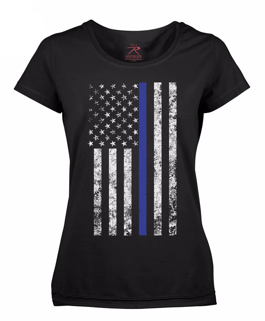Graphic Printed T-Shirts Rothco Women's Thin Blue Line Longer T-Shirt