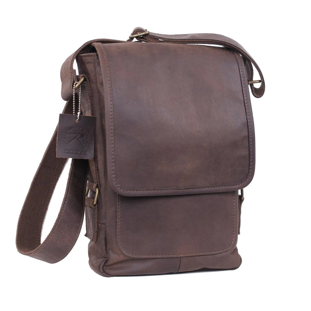 Attache And Shoulder Bags Rothco Brown Leather Military Tech Bag