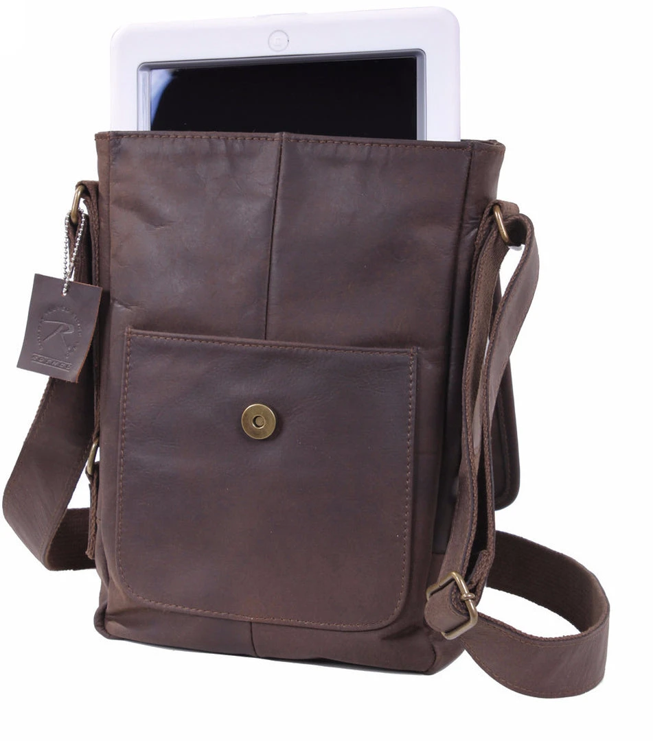 Attache And Shoulder Bags Rothco Brown Leather Military Tech Bag