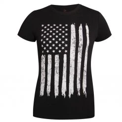 Graphic Printed T-Shirts Rothco Womens Distressed US Flag Long T-Shirt
