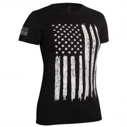 Graphic Printed T-Shirts Rothco Womens Distressed US Flag Long T-Shirt