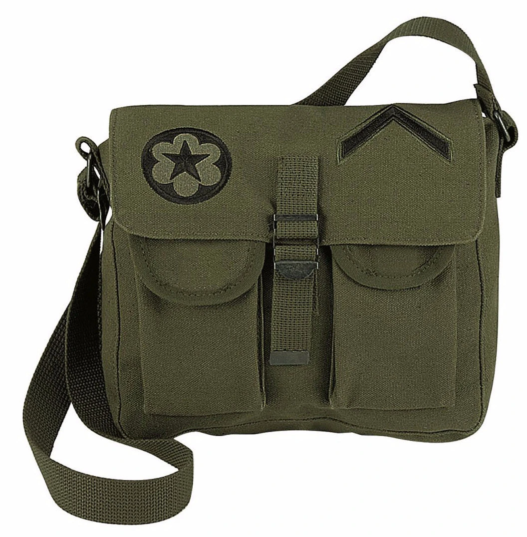 Rothco Canvas Ammo Shoulder Bag W/ Military Patches Attache And Shoulder Bags