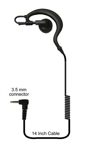 Radio Earpieces Code Red Headsets Guard Jr 3.5 Mm Listen-Only 2-way Radio Earpiece W/ 14" Coiled Cord