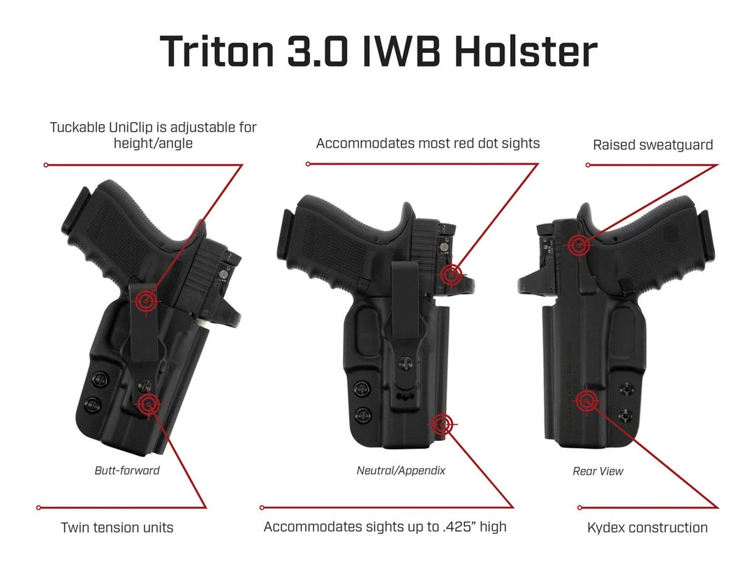 Inside The Waistband Holsters Galco Triton 3.0 Kydex Strongside / Crossdraw IWB Holster