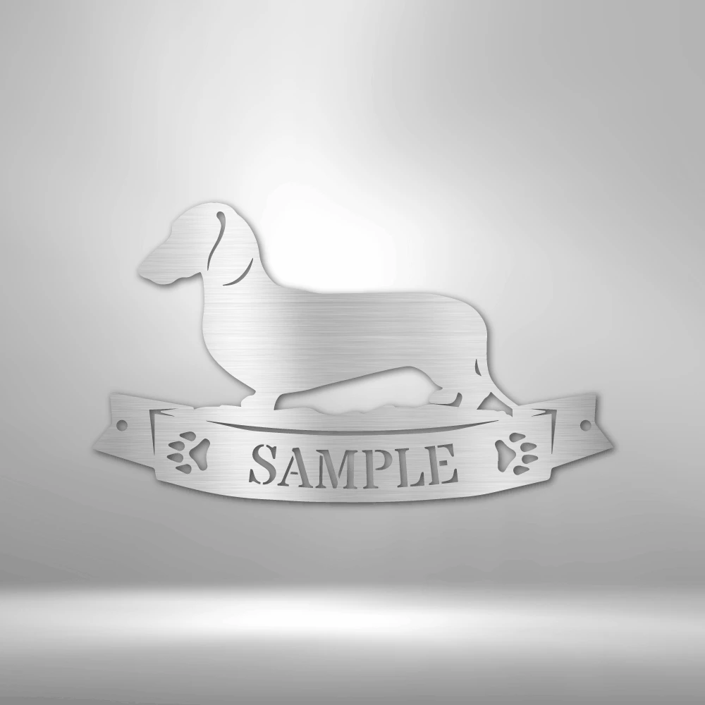 Home Décor Monogram Dachshund Banner Monogram - Steel Sign