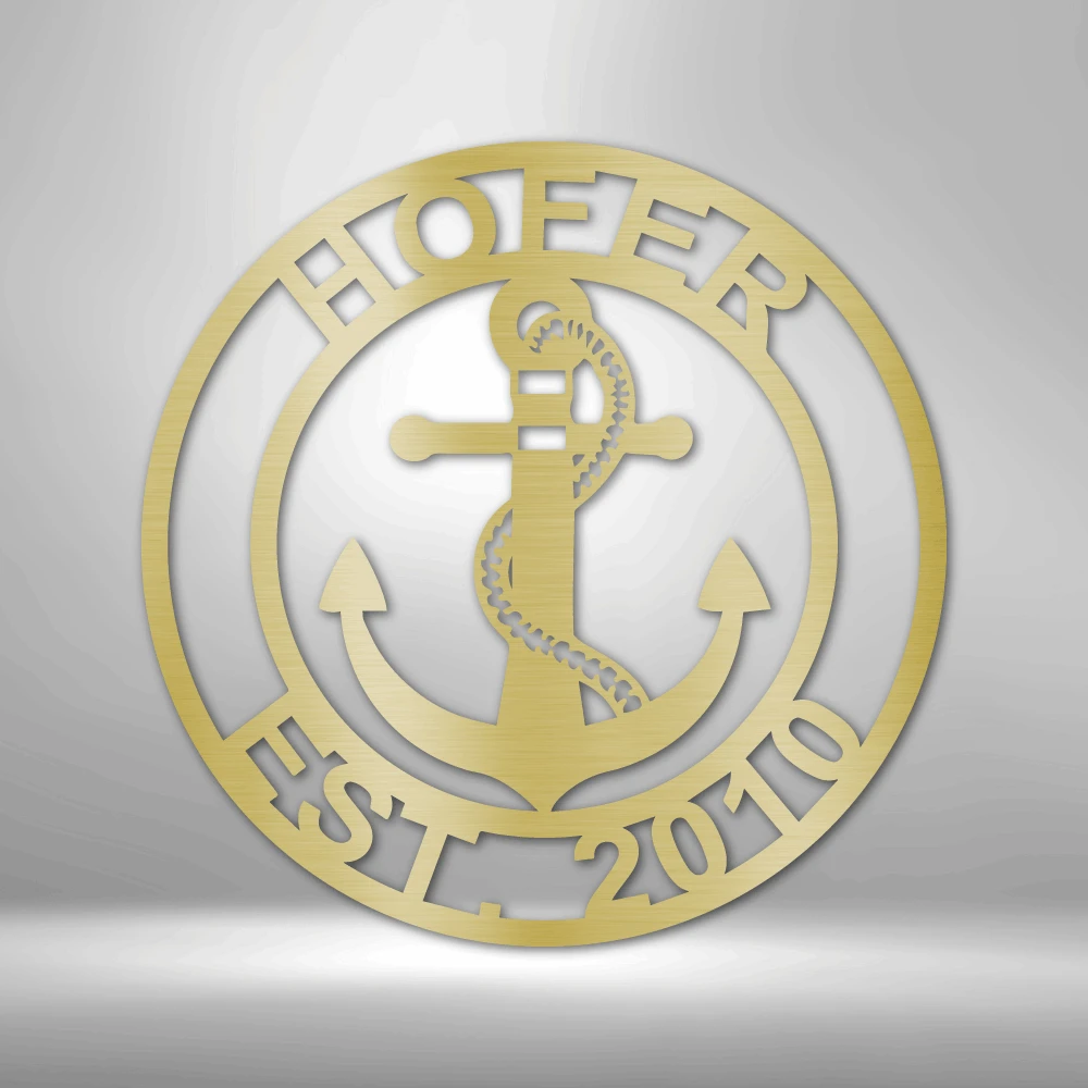 Home Décor Monogram Anchor Family Name - Steel Sign
