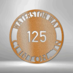 Home Décor Monogram Bold Circle Address - Steel Sign