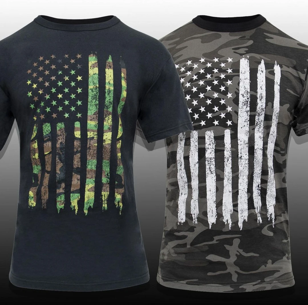 Rothco Camo US Flag T-Shirt - Black Camo
