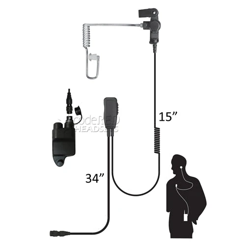 Code Red Headsets Bluetooth Radio Accessories Code Red Sherlock-QD-MC1 Single-wire Lapel Microphone Quick Disconnect For Harris/MaCom Radios