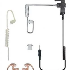 Radio Earpieces Code Red Headsets Silent Jr 3.5 BK Pack Earpiece With 14" Coiled Cord Clear Acoustic Tube Listen-Only For 2-way Radios