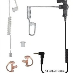 Radio Earpieces Code Red Headsets Silent Jr 3.5 Pack Earpiece With 14" Coiled Cord Clear Acoustic Tube Listen-Only For 2-way Radios