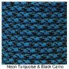 E. L. Wood Braiding 550 Survival Cord Neon Turquoise / Black Camo Paracord